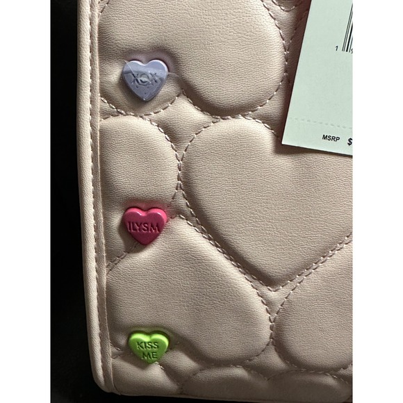 Betsey Johnson‎ Pink Heart Candy Conversation Hearts Tote Bag Purse - Picture 6 of 13